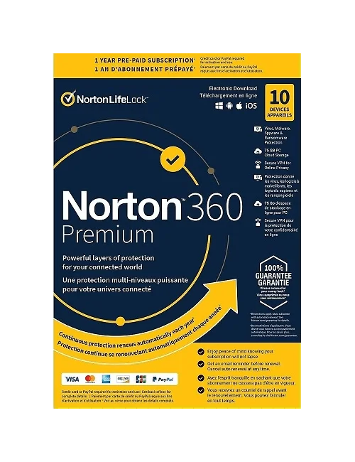 Norton 360 Premium - 1-Year / 10-Device - USA/Canada