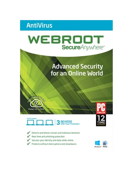 Webroot SecureAnywhere Antivirus - 1-Year / 3-Device